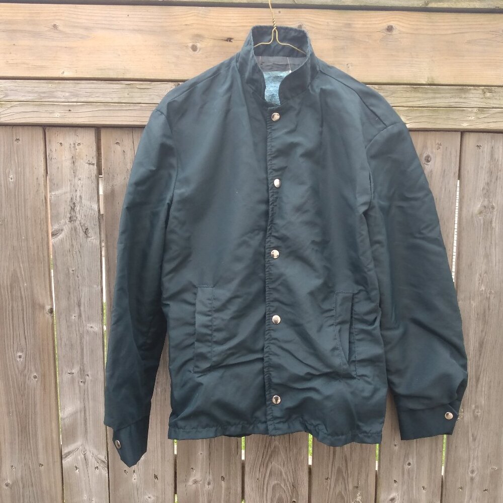 Vintage 60s Nylon Workwear Jacket Snap Front 43" Chest Mechanic Farmer